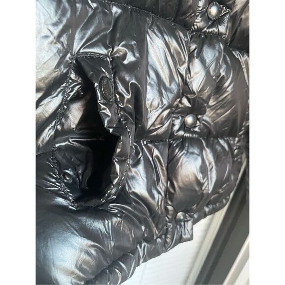 Sam Edelman Puffer Jacket Shiny With Detachable Hood Kids Black Size S 7/8 - Picture 13 of 14